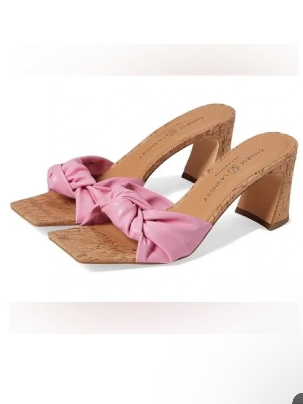 Chinese Laundry Pink Knotted Cork Heel Sandals